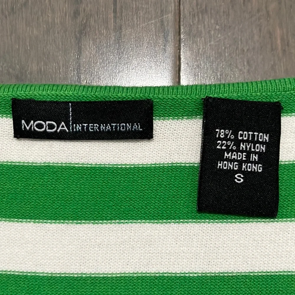 Y2K Vintage Moda International Striped Low Cut Scoop Neck Sweater Size S - Picture 6 of 7
